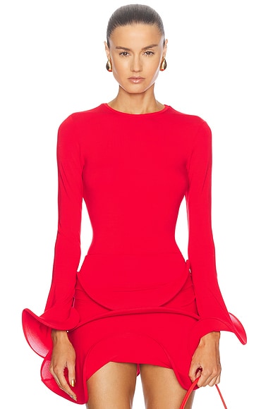 Givenchy Asymmetric Mini Skirt in Red | FWRD Givenchy Asymmetric Mini Skirt in Red | FWRD