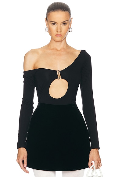 Sid Neigum Circular Off Shoulder Cutout Top in Black