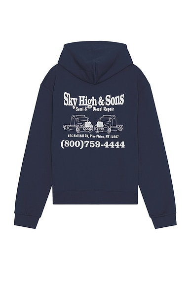 Shop Sky High Farm Workwear Sky High And Sons Zip Up Hoodie In Navy