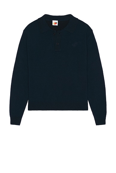 Sky High Farm Workwear Perennial Long Sleeve Polo in Navy