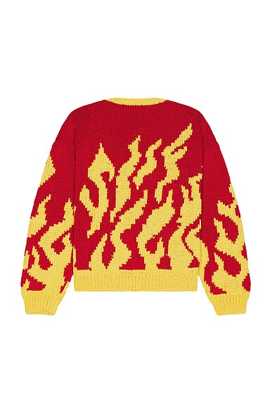 Shop Sky High Farm Workwear Flame Hand Knit Cardigan In Red