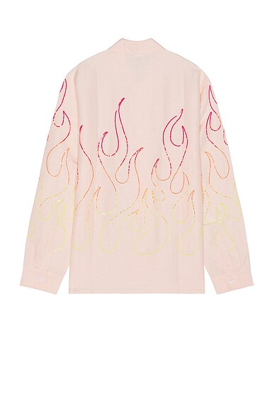 Shop Sky High Farm Workwear Flame Embroidered Shirt In Pink