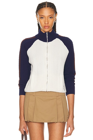 Color-Block Raglan Sleeve Knit Cardigan