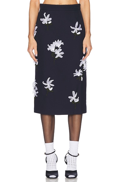 Shushu/Tong Ribbon Jacquard Skirt in Navy Blue