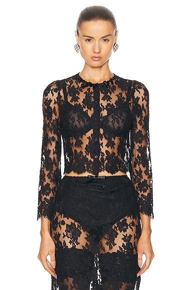 Shushu/Tong Lace Round Neck Top in Black