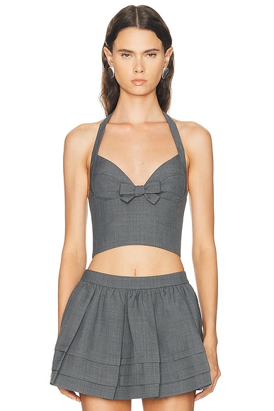 Shushu/Tong Halter Bow Tie Cami Top in Grey