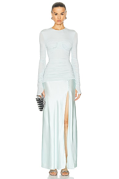 SIR. Alessia Draped Gown in Ice Blue