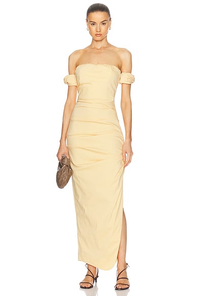 SIR. Carmen Draped Gown in Light Peach