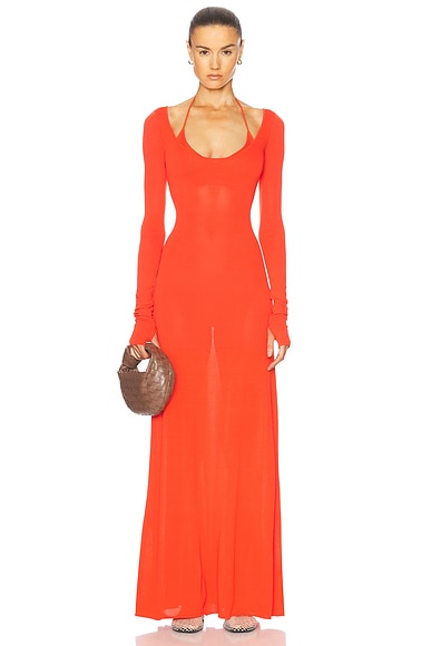 SIR. Valejo Halter Dress in Tangerine