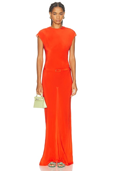 SIR. Fresca Belted Midi Dress in Tangerine