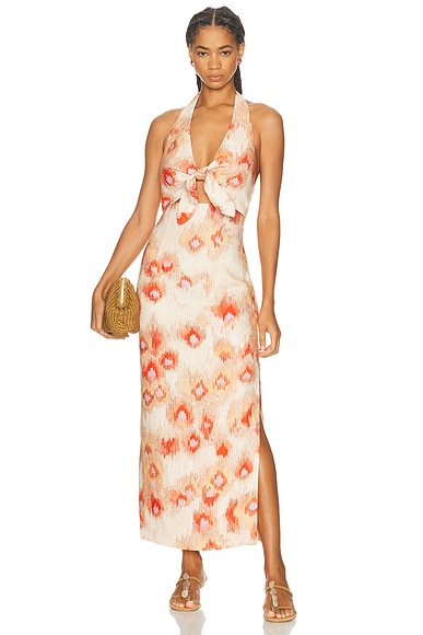 SIR. Fiorella Tie Midi Dress in Petalo Lumina