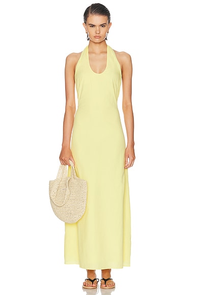 SIR. Rochelle Halter Maxi Dress in Pale Yellow