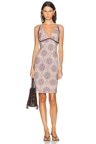 SIR. Mireli Slip Midi Dress in Rose Parquet