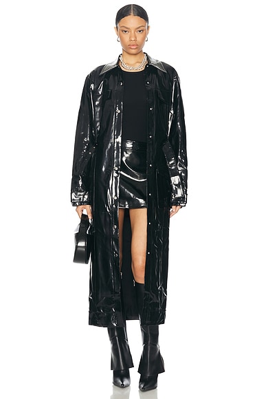 Y/Project Wire Maxi Trench Coat in Dark Brown | FWRD