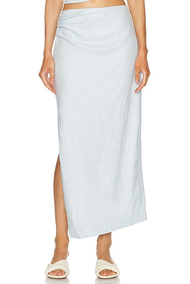 SIR. Iris Asymmetric Midi Skirt in Light Blue