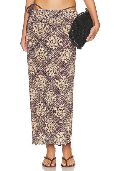 SIR. Isola Midi Skirt in Rose Parquet Plum