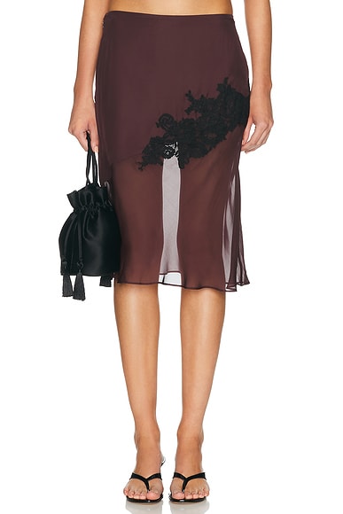 SIR. Noria Midi Skirt in Dark Plum
