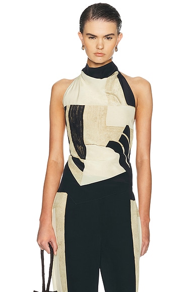 SIR. Sona Halter Tie Top in Geo Scape