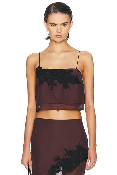 SIR. Noria Cropped Cami Top in Dark Plum