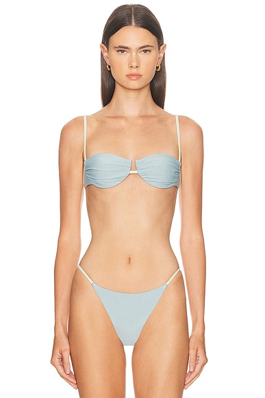 SIR. Cielo Gathered Bikini Balconette in Washed Blue