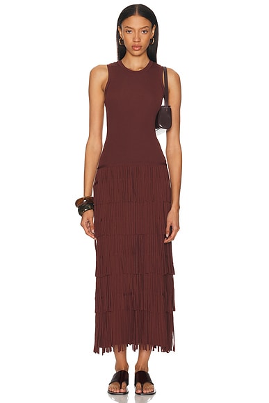 Za Za Sleevless Knit Fringe Dress