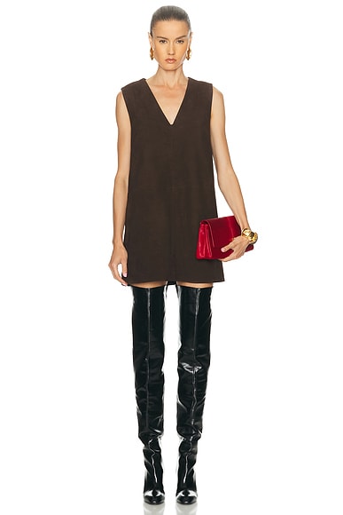 SIMONMILLER Fountain Suede Mini Dress in Choco Brown