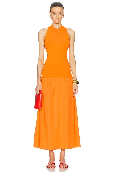 Shop Simon Miller Junjo Knit Poplin Dress In Sherbet Orange