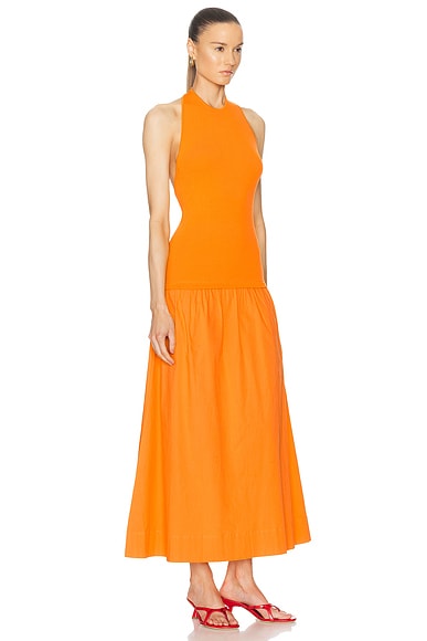 Shop Simon Miller Junjo Knit Poplin Dress In Sherbet Orange