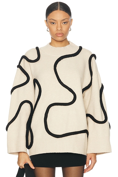 Simon Miller Leith Squiggle Knit Sweater in Cream & Black