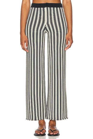 SIMONMILLER Jabber Knit Pant in Black & Rice Flour Stripe