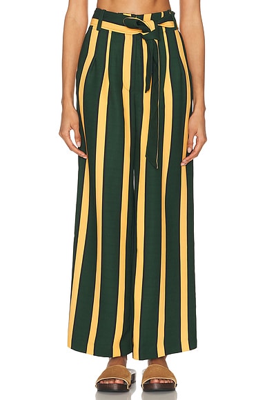 SIMONMILLER Alto Crepe Pant in Fern & Mustard Stripe