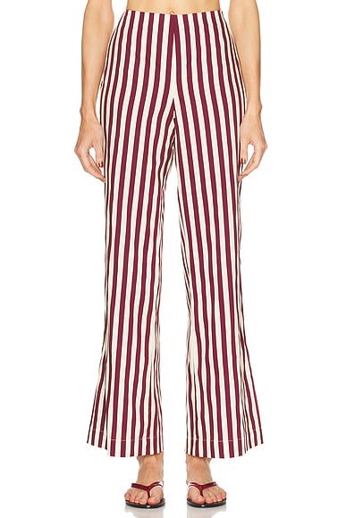 SIMONMILLER Pia Poplin Pant in Bordeaux Stripe