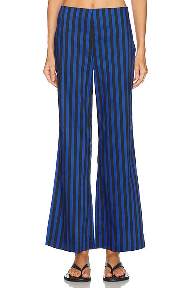 SIMONMILLER Pia Poplin Pant in Cobalt Stripe