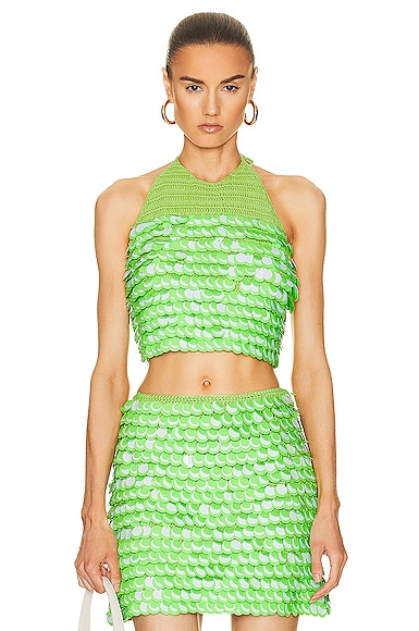 Simon Miller Women's Cropped Candy Sequin Top In Happy Green