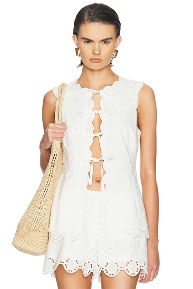 Delilah Eyelet Tie Top