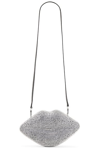 Crystal Lip Clutch in Black & Clear