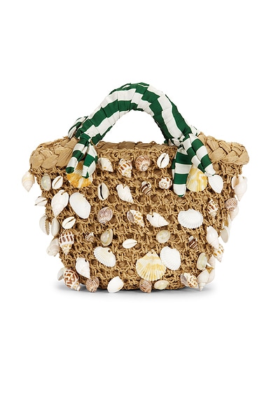 SIMONMILLER Shelly Bag in Natural & Green Stripe