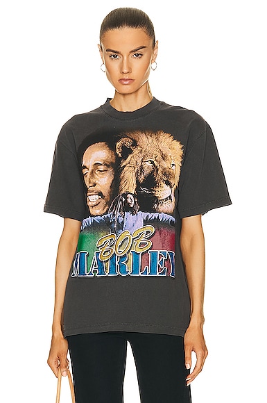 SIXTHREESEVEN Bob Marley Tour T-Shirt in Washed Black