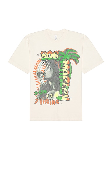 Sixthreeseven Bob Marley Sun Is Shining T-shirt In Washed White