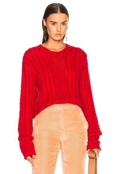 Sies Marjan Britta Cable Knit Sweater in Lipstick | FWRD