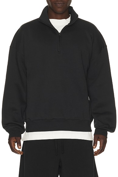 SKIMS Fleece Lounge Quarter Zip in Washed Onyx