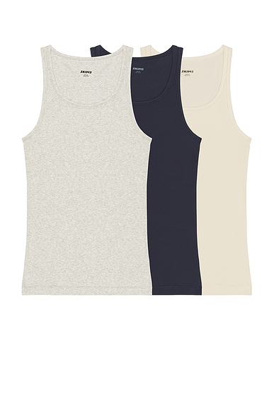 SKIMS Rib Tank 3 Pack in Ecru Multi