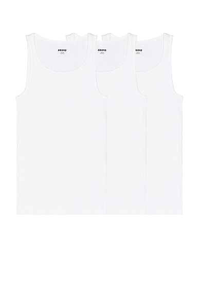 SKIMS Cotton Rib Tank 3-Pack in Chalk
