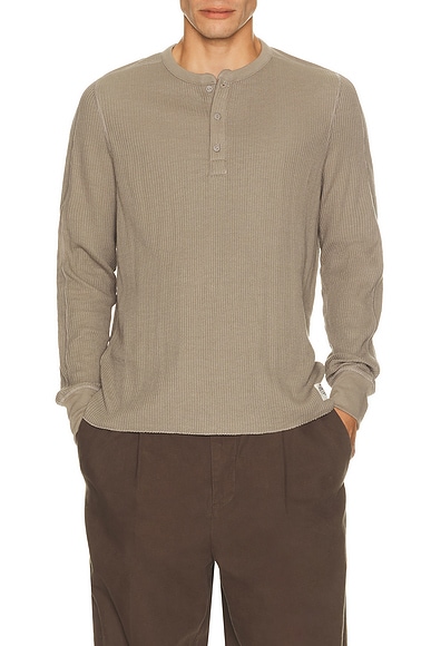 Waffle Cropped Slim Henley