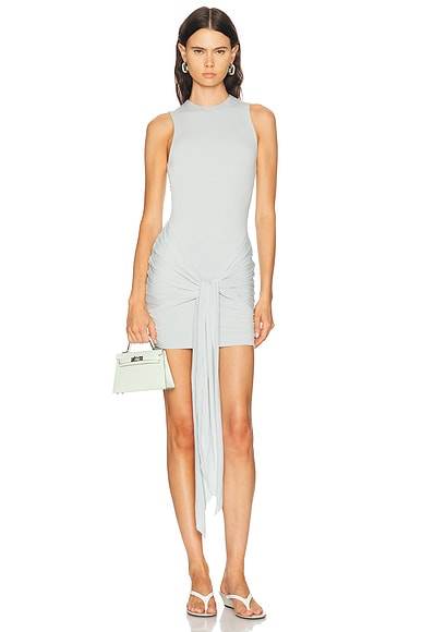 SKIMS Cupro Jersey Wrap Mini Dress in Pearl