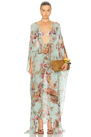 SKIMS X Cavalli Long Kaftan in Fagianella Print