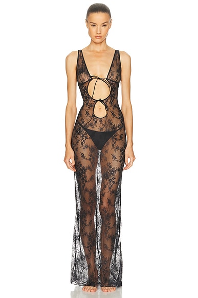 Ultra Fine Lace Long Slip Dress