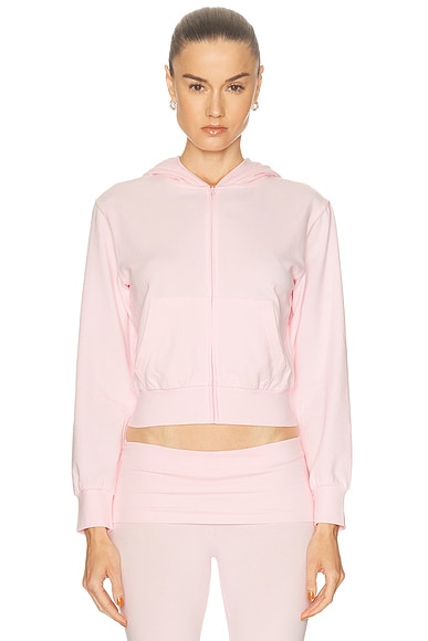 Cotton Jersey Zip Up Slim Hoodie