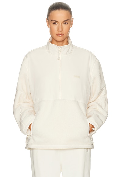 SKIMS Teddy Half Zip Pullover Jacket in Ecru