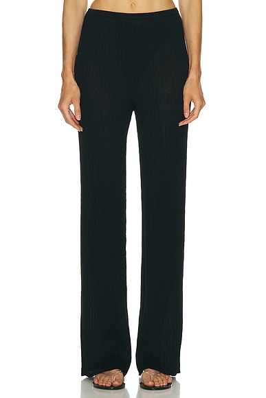Sheer Knit Cropped Wide Leg Pant